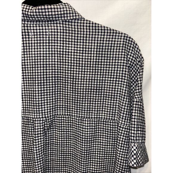 Old Navy Women’s XL Oversized Short Sleeve Gingham Linen Blouse - Picture 9 of 11